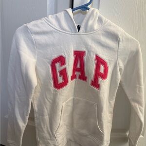 GAP White Hoodie with Vibrant Pink Lettering